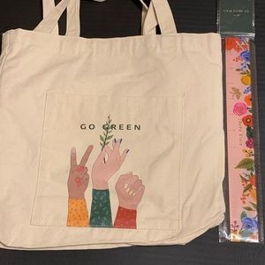 New Go Green reusable bag with drawstring liner 100% cotton